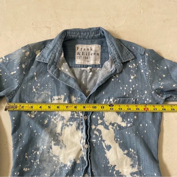 FRANK & EILEEN  Eileen Bleach Splatter Denim Button-Up Shirt Splatter Size XS - Picture 6 of 12